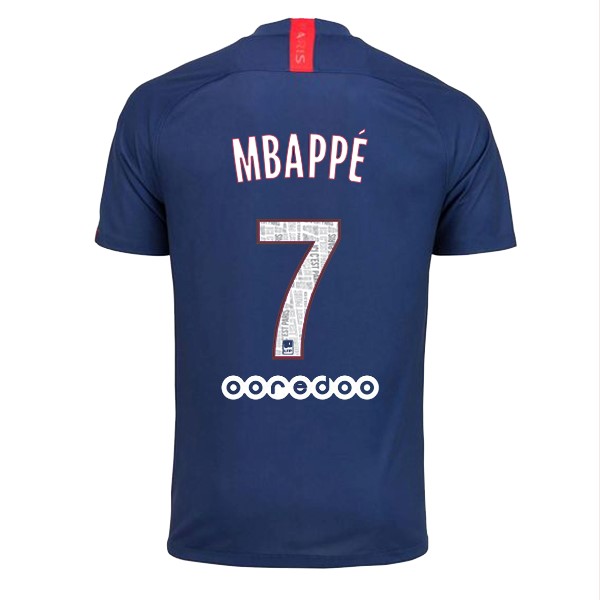 Camiseta Paris Saint Germain NO.7 Mbappe 1ª 2019/20 Azul